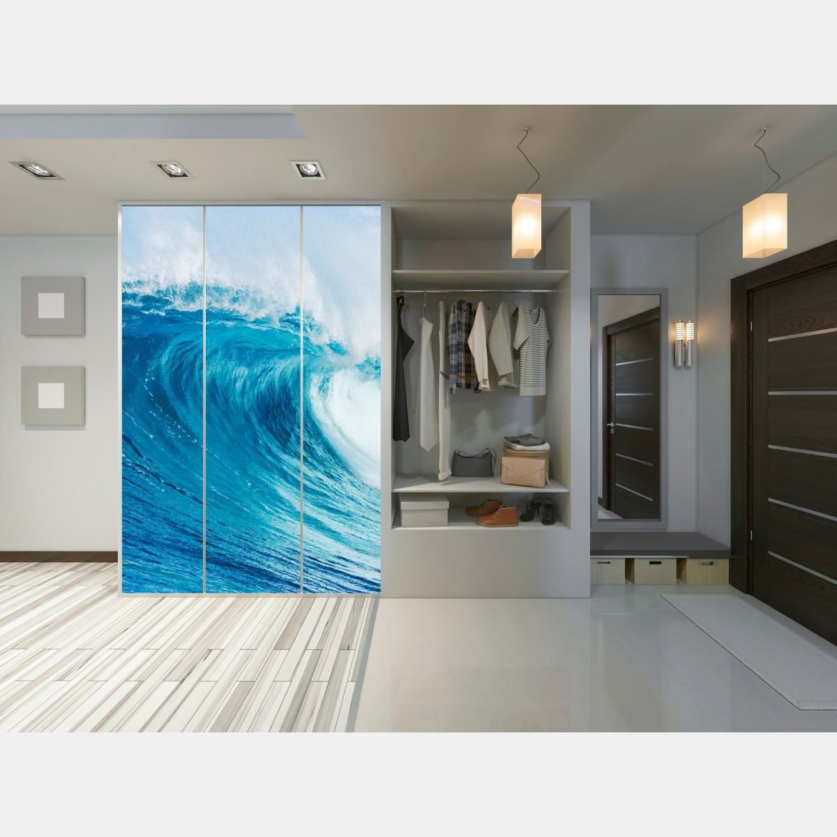 Naklejka na szafę majestatyczna niebieska fala oceaniczna – Wallissimo® Naklejka na szafę majestatyczna niebieska fala oceaniczna – Wallissimo®