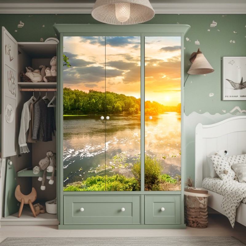 Naklejka na szafę monochromatyczna lilia zbliżenie – Wallissimo®