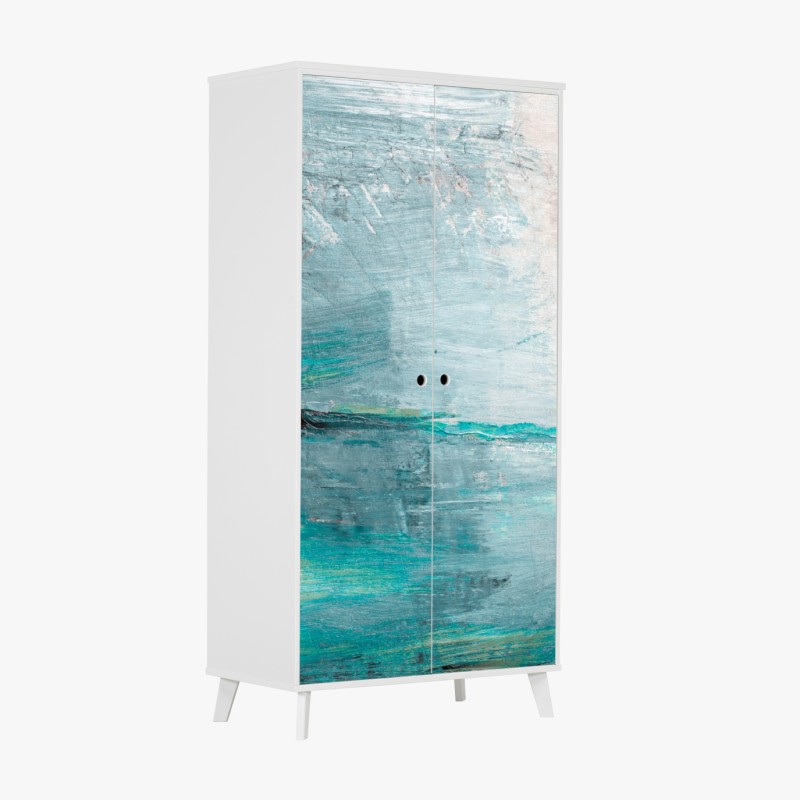 Naklejka na szafę spokojna turkusowa abstrakcyjna morska panorama