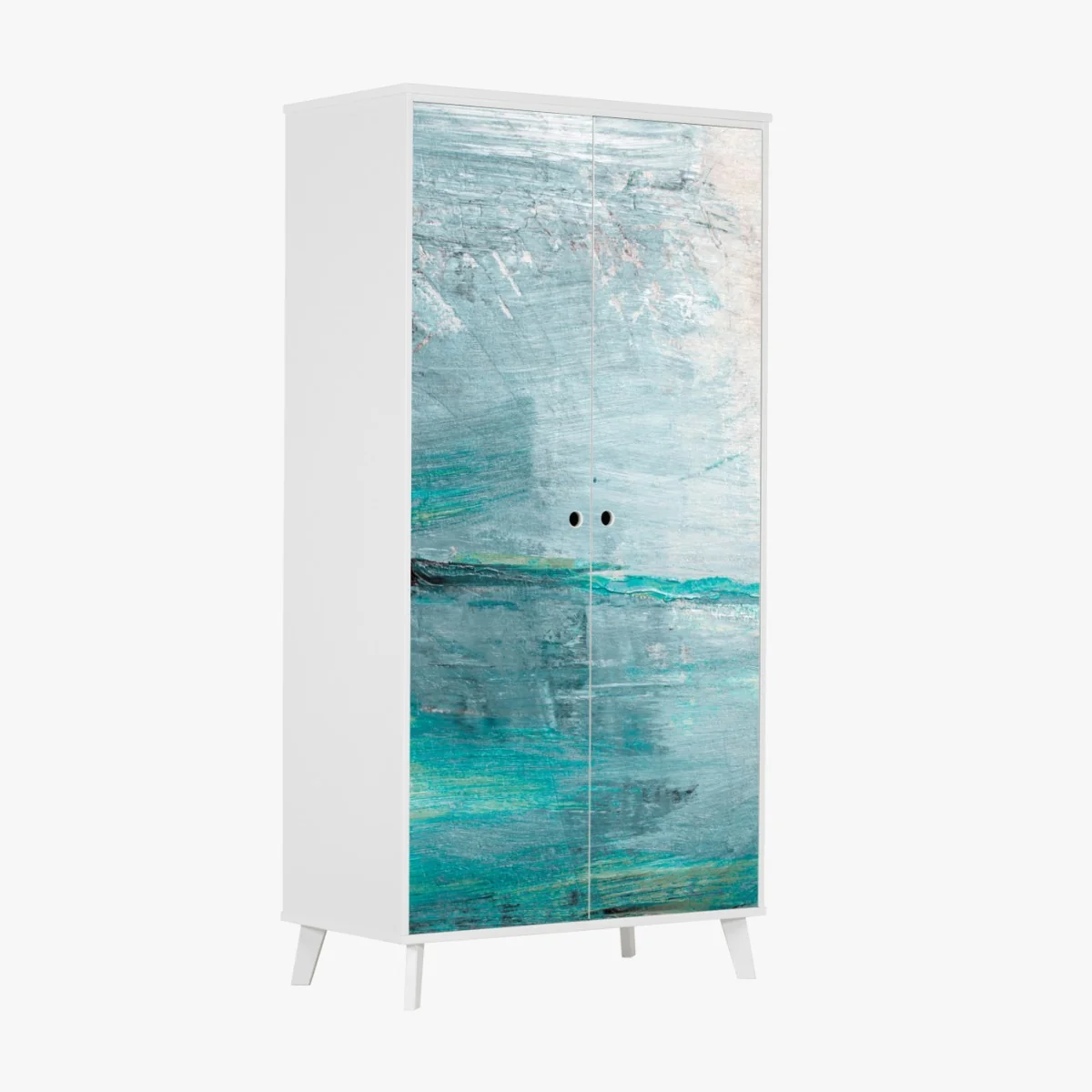 Naklejka na szafę spokojna turkusowa abstrakcyjna morska panorama – Wallissimo® Naklejka na szafę spokojna turkusowa abstrakcyjna morska panorama – Wallissimo®