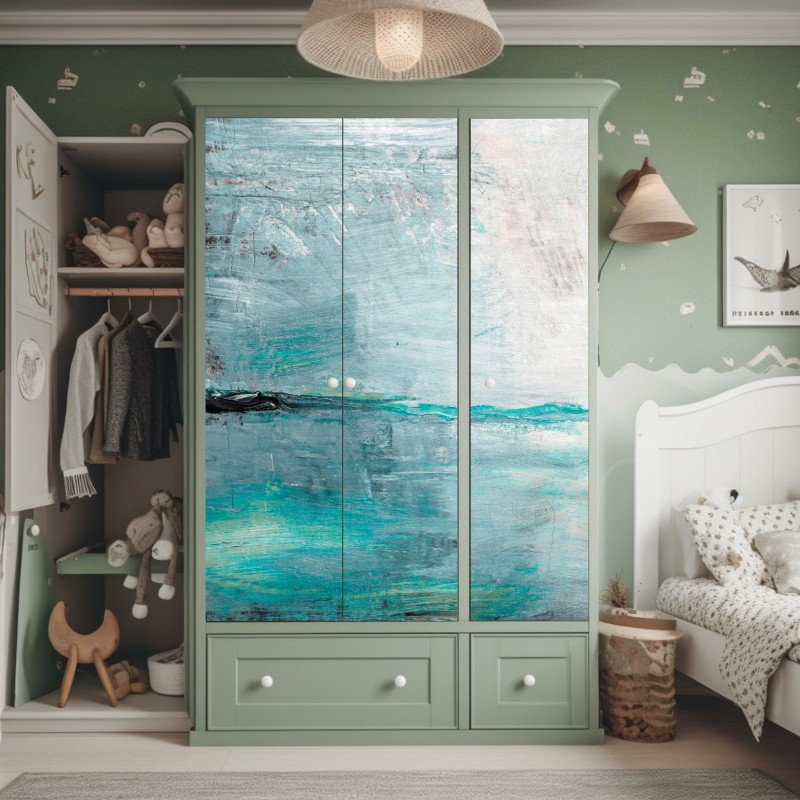 Naklejka na szafę luksusowa abstrakcja alkoholowa ze złotymi żyłkami – Wallissimo®