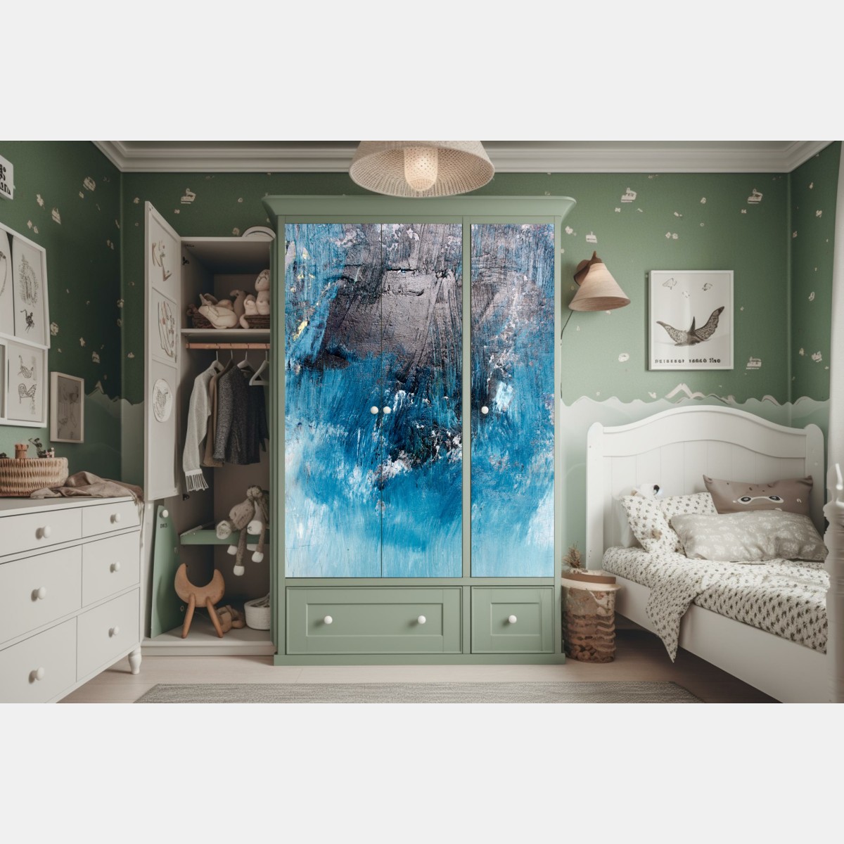 Naklejka na szafę głęboka niebieska tekstura abstrakcyjna – Wallissimo® Naklejka na szafę głęboka niebieska tekstura abstrakcyjna – Wallissimo®