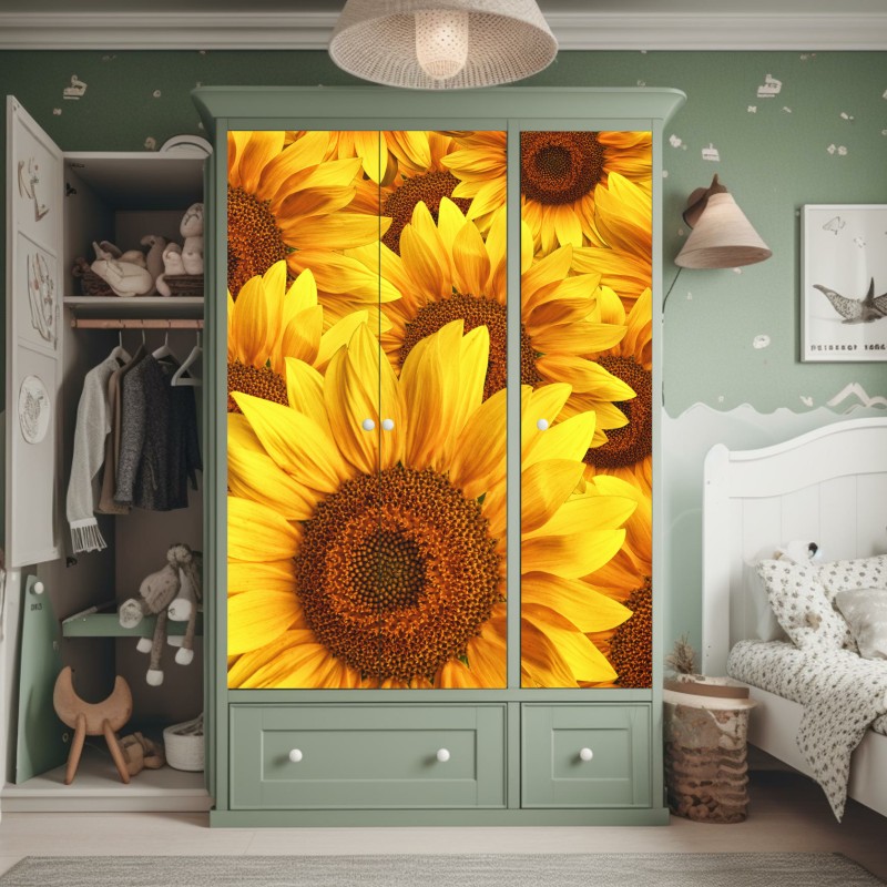 Naklejka na szafę niebieski kwiatowy wzór toile – Wallissimo®