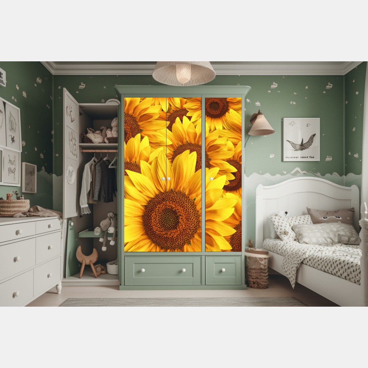 Naklejka na szafę złoty kwiat słonecznika – Wallissimo® Naklejka na szafę złoty kwiat słonecznika – Wallissimo®