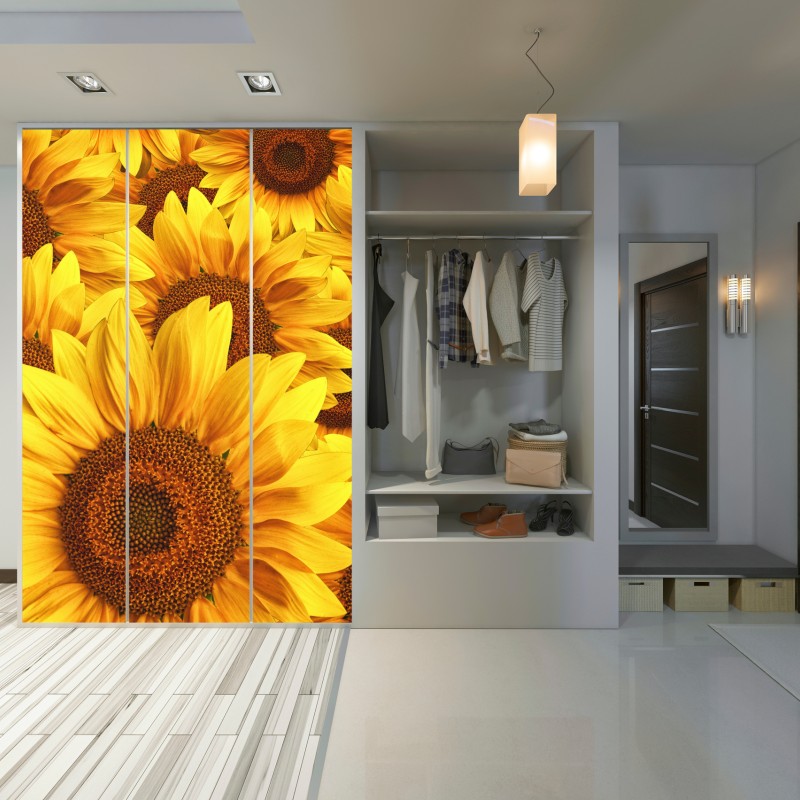 Naklejka na szafę złoty kwiat słonecznika – Wallissimo® Naklejka na szafę złoty kwiat słonecznika – Wallissimo®