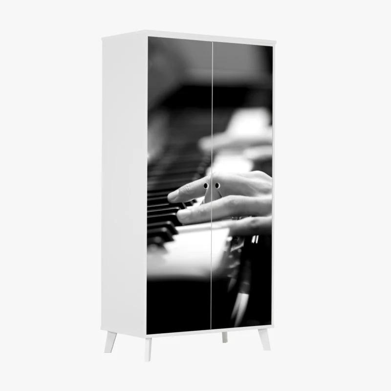 Naklejka na szafę karawana wielbłądów o zachodzie słońca na pustyni – Wallissimo®