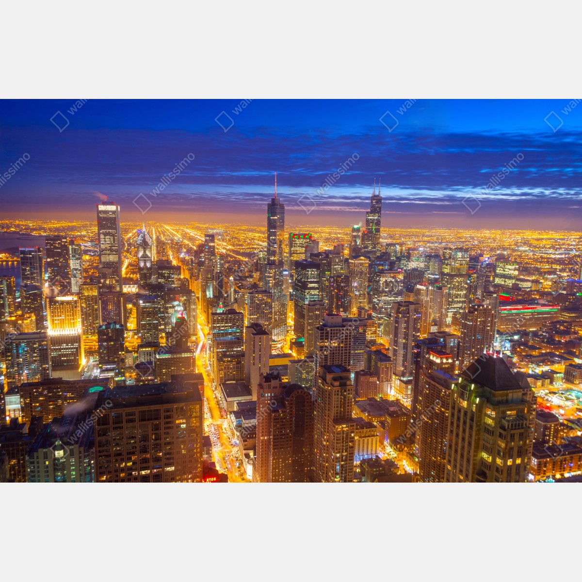Naklejka na szafę Chicago nocna panorama miasta – Wallissimo® Naklejka na szafę Chicago nocna panorama miasta – Wallissimo®