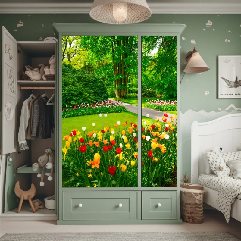 Naklejka na szafę żywy ogród tulipanów w Keukenhof – Wallissimo® Naklejka na szafę żywy ogród tulipanów w Keukenhof – Wallissimo®