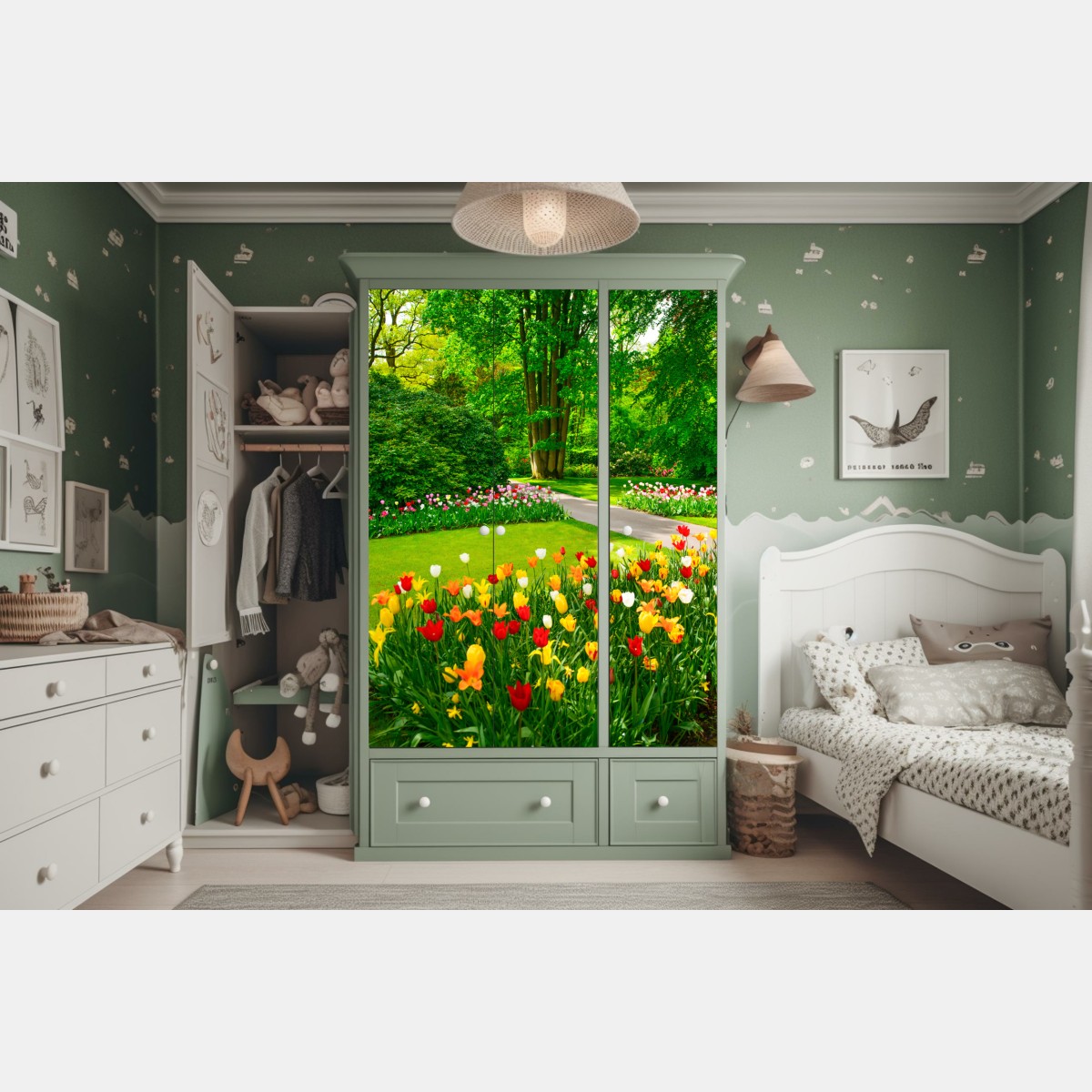 Naklejka na szafę żywy ogród tulipanów w Keukenhof – Wallissimo® Naklejka na szafę żywy ogród tulipanów w Keukenhof – Wallissimo®