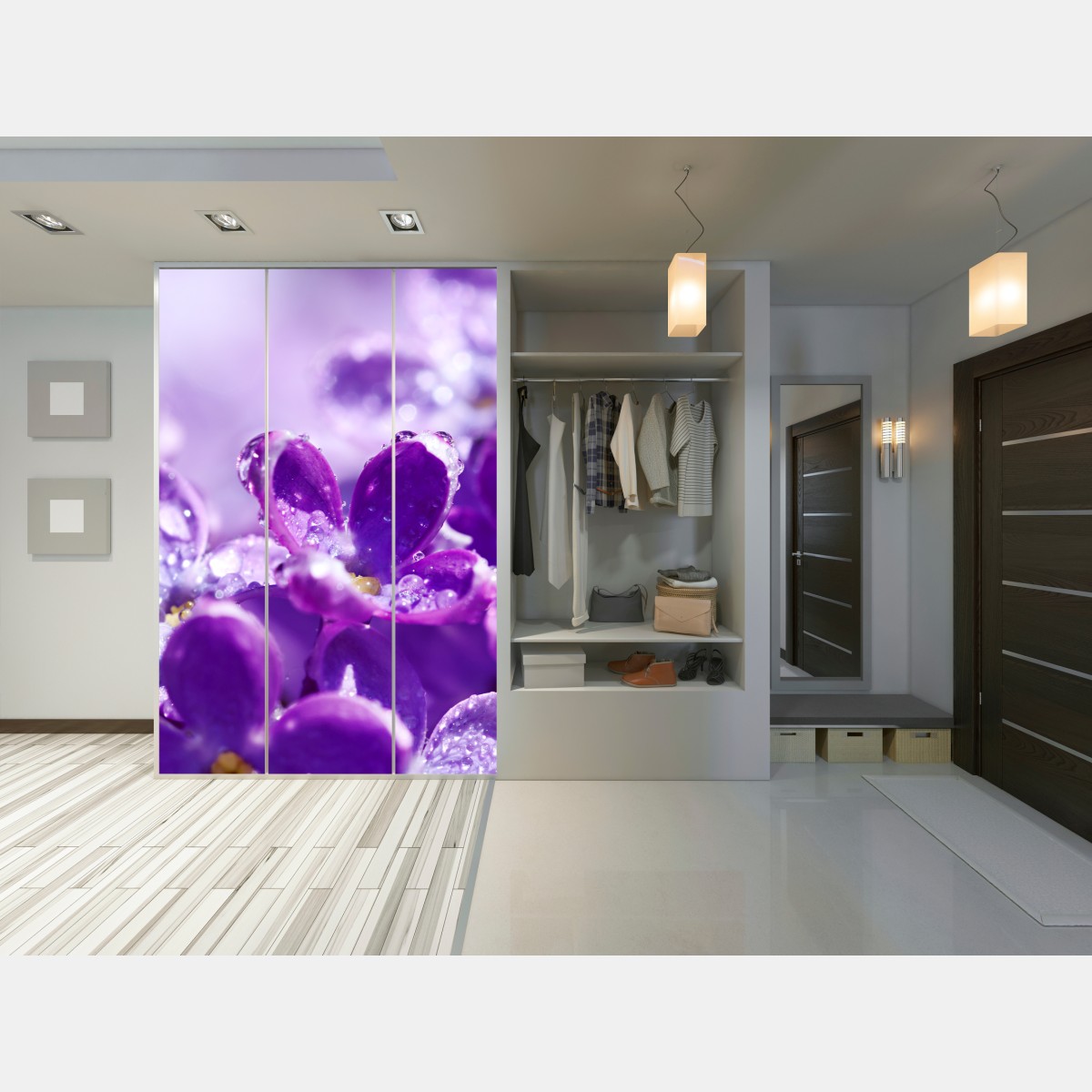 Naklejka na szafę fioletowy bez z kroplami rosy – Wallissimo® Naklejka na szafę fioletowy bez z kroplami rosy – Wallissimo®