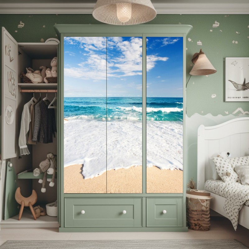 Naklejka na szafę mglisty poranek w lesie – Wallissimo®