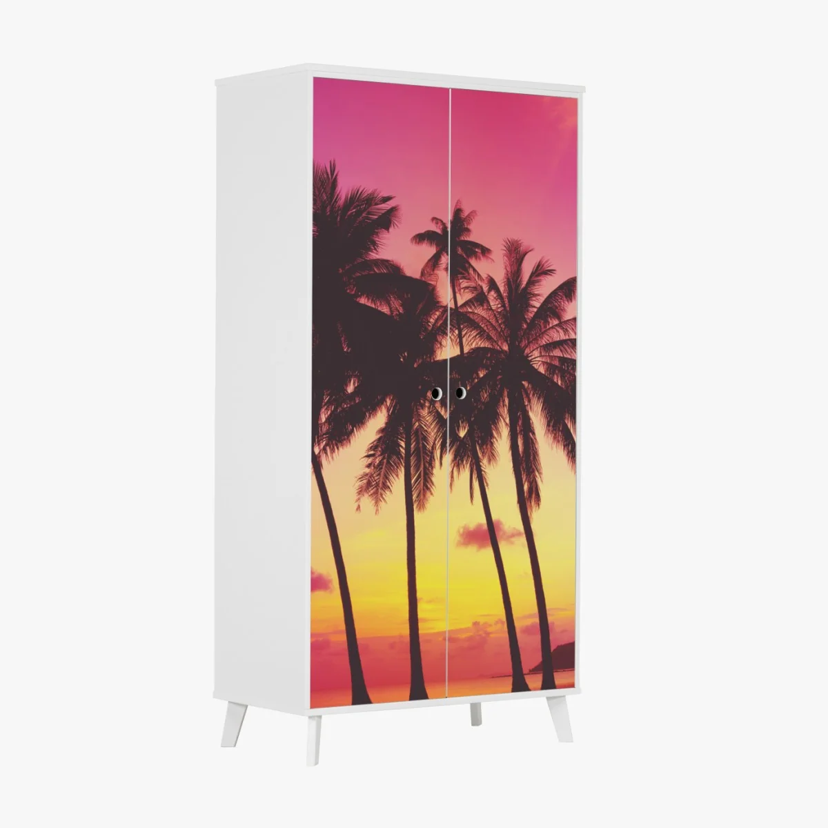 Naklejka na szafę tropikalny zachód słońca z palmami, Tajlandia – Wallissimo® Naklejka na szafę tropikalny zachód słońca z palmami, Tajlandia – Wallissimo®