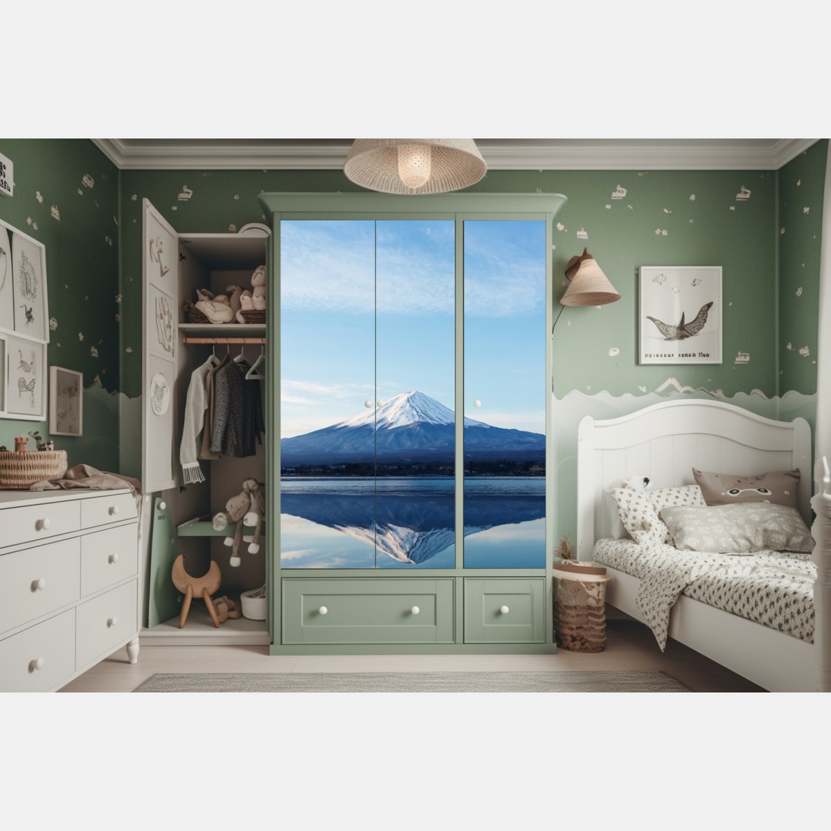 Naklejka na szafę góra Fudżi odbicie w jeziorze – Wallissimo® Naklejka na szafę góra Fudżi odbicie w jeziorze – Wallissimo®