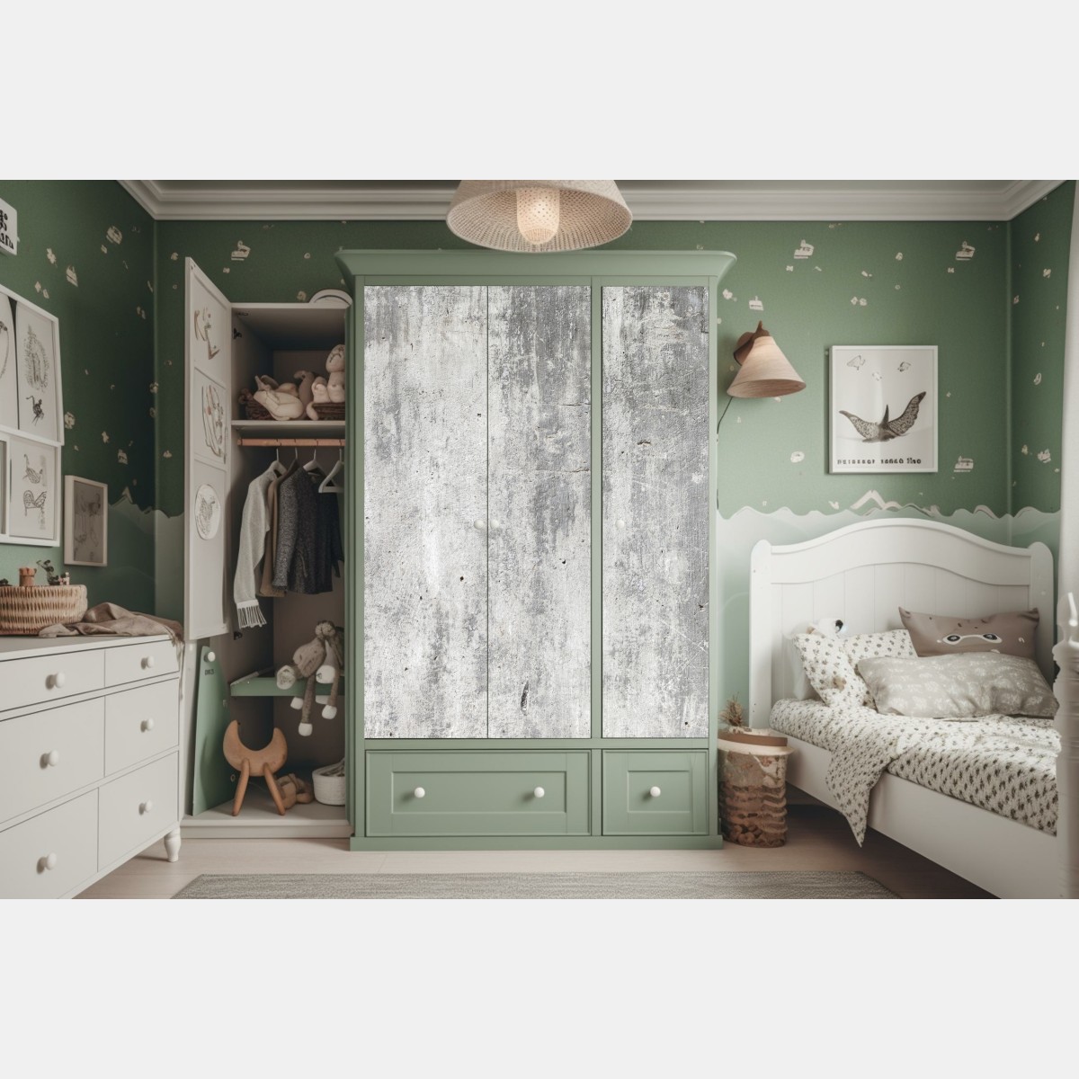 Naklejka na szafę surowa tekstura betonowej ściany – Wallissimo® Naklejka na szafę surowa tekstura betonowej ściany – Wallissimo®