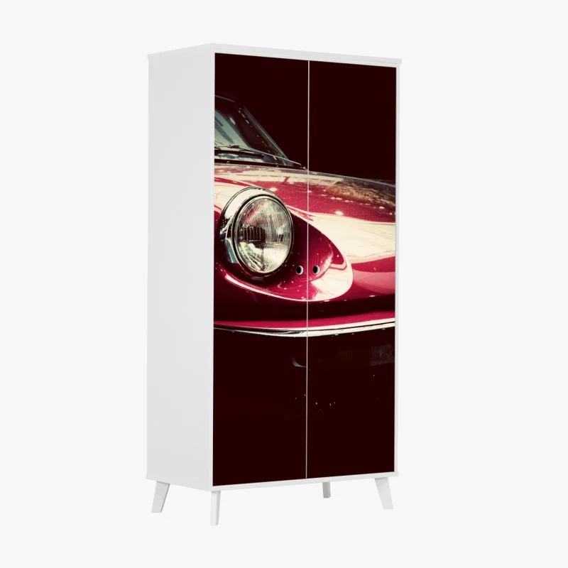 Naklejka na szafę zbliżenie klasycznego czerwonego samochodu sportowego