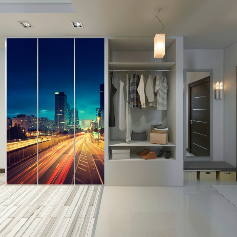 Naklejka na szafę La Défense panorama miasta o zmierzchu – Wallissimo® Naklejka na szafę La Défense panorama miasta o zmierzchu – Wallissimo®