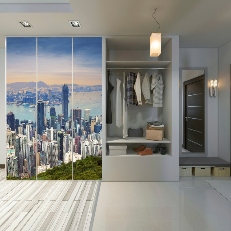 Naklejka na szafę Hong Kong panorama miasta o zmierzchu – Wallissimo® Naklejka na szafę Hong Kong panorama miasta o zmierzchu – Wallissimo®