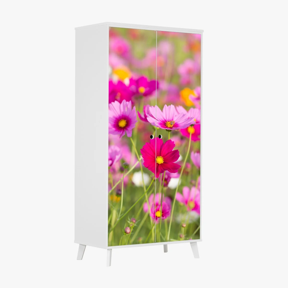 Naklejka na szafę różowa łąka kosmosów w rozkwicie – Wallissimo® Naklejka na szafę różowa łąka kosmosów w rozkwicie – Wallissimo®