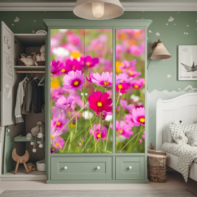 Naklejka na szafę geometryczne formy architektoniczne w metalu – Wallissimo®