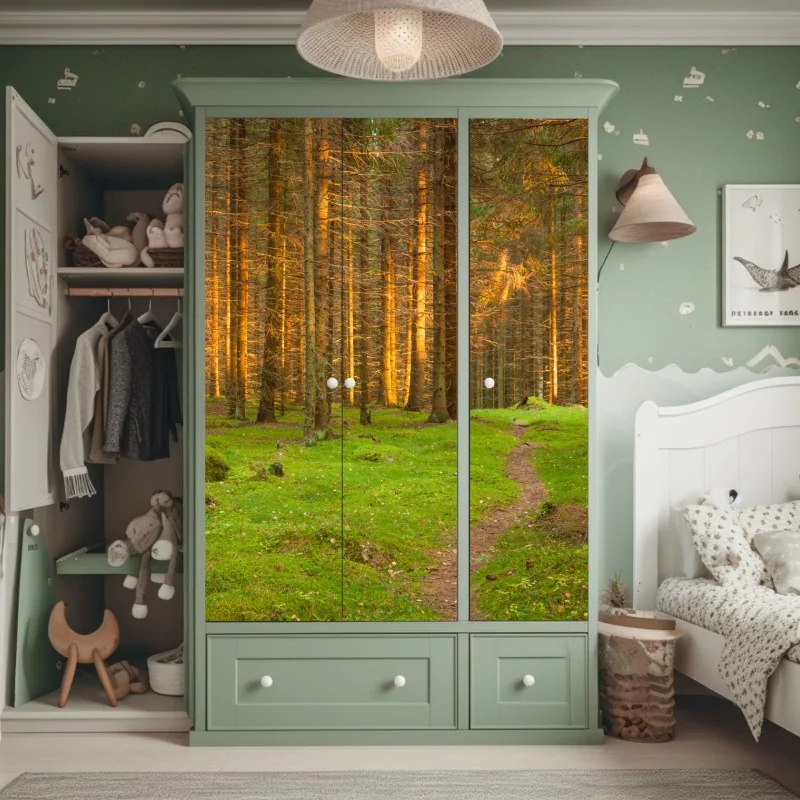 Naklejka na szafę leśny strumień porośnięty mchem – Wallissimo®