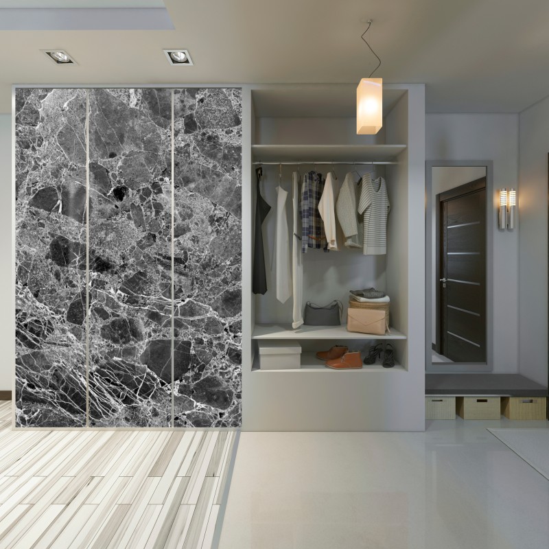 Naklejka na szafę monochromatyczna tekstura marmuru – Wallissimo® Naklejka na szafę monochromatyczna tekstura marmuru – Wallissimo®