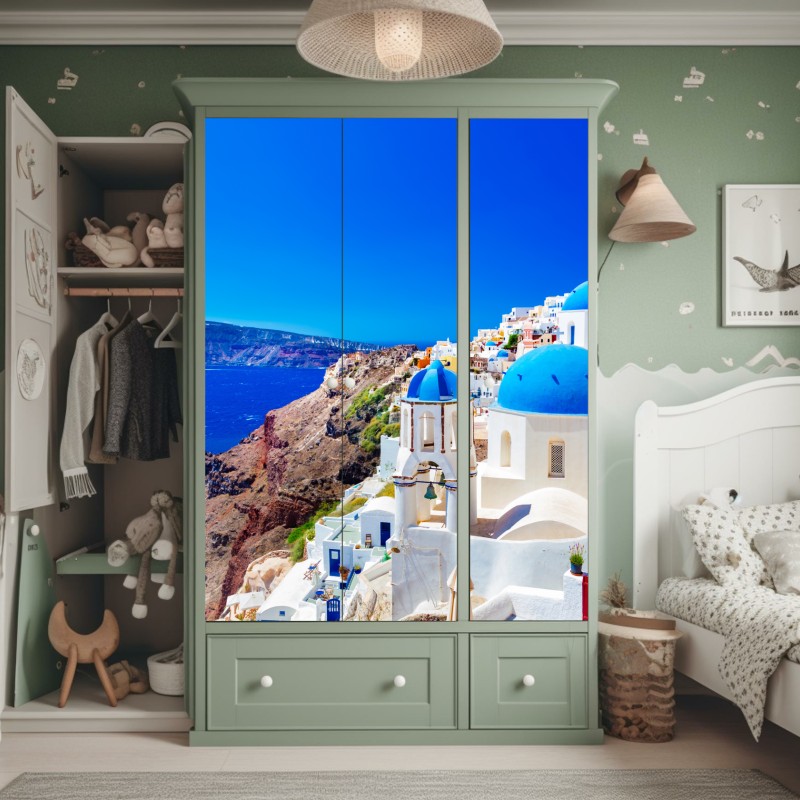 Naklejka na szafę luksusowy złoty wzór kwiatowy na granacie – Wallissimo®