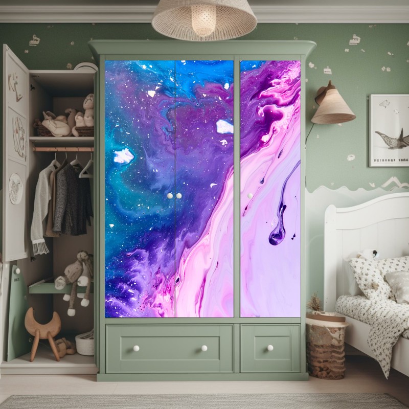 Naklejka na szafę promienny słonecznik na retro niebie – Wallissimo®