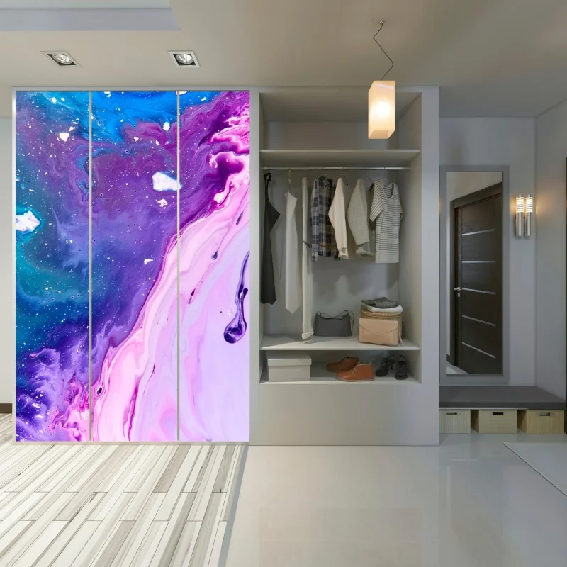 Naklejka na szafę żywa niebiesko-fioletowa abstrakcja akrylowa – Wallissimo® Naklejka na szafę żywa niebiesko-fioletowa abstrakcja akrylowa – Wallissimo®