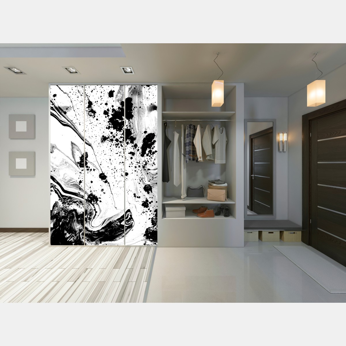 Naklejka na szafę monochromatyczny marmur atramentowy abstrakcja – Wallissimo® Naklejka na szafę monochromatyczny marmur atramentowy abstrakcja – Wallissimo®