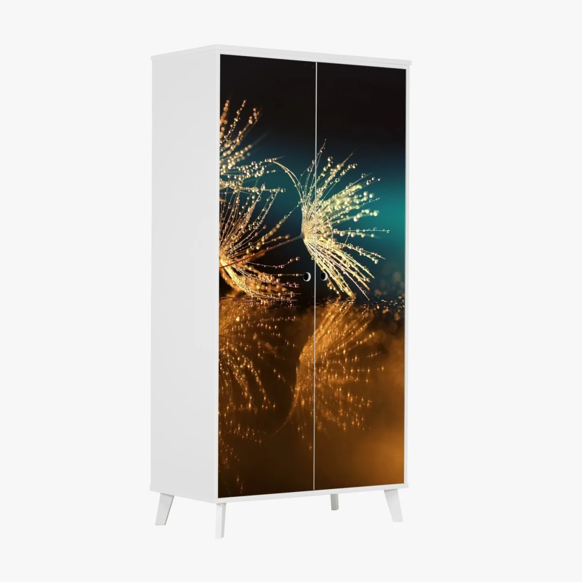 Naklejka na szafę złote odbicie dmuchawca – Wallissimo® Naklejka na szafę złote odbicie dmuchawca – Wallissimo®