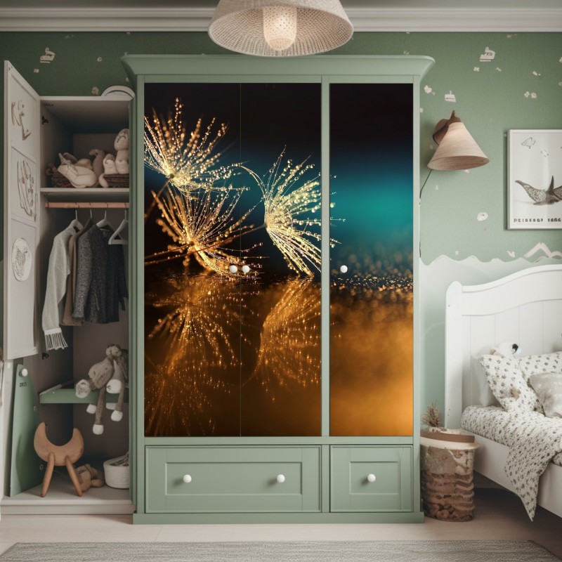 Naklejka na szafę tropikalna plaża z palmami pod błękitnym niebem – Wallissimo®