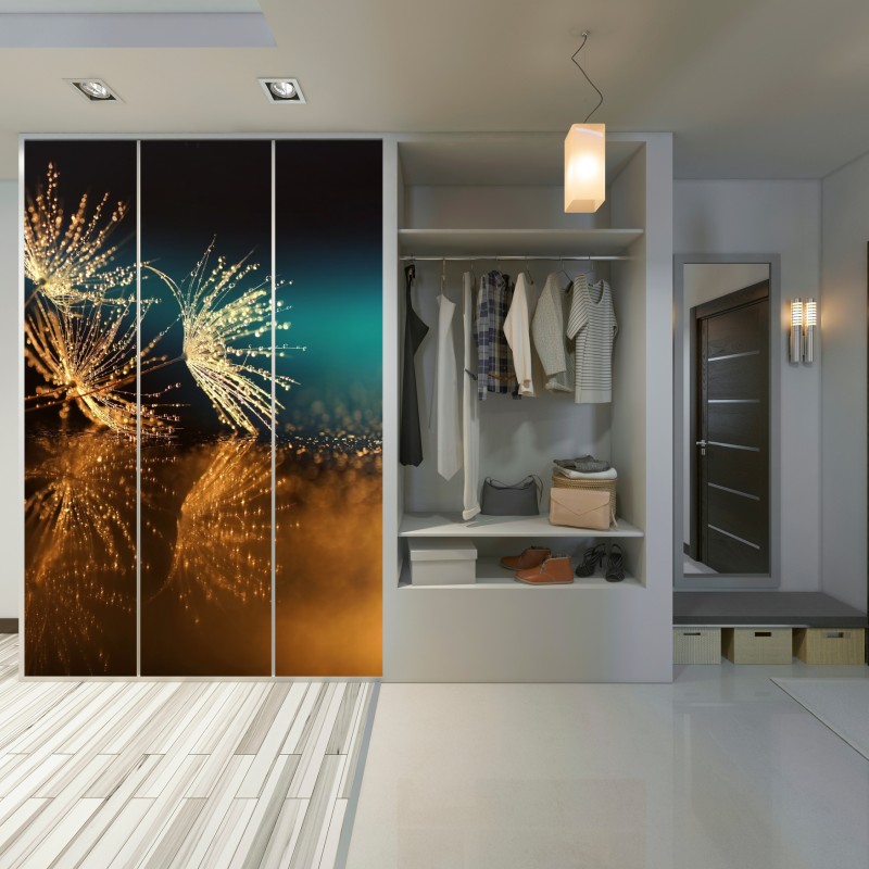 Naklejka na szafę złote odbicie dmuchawca – Wallissimo® Naklejka na szafę złote odbicie dmuchawca – Wallissimo®