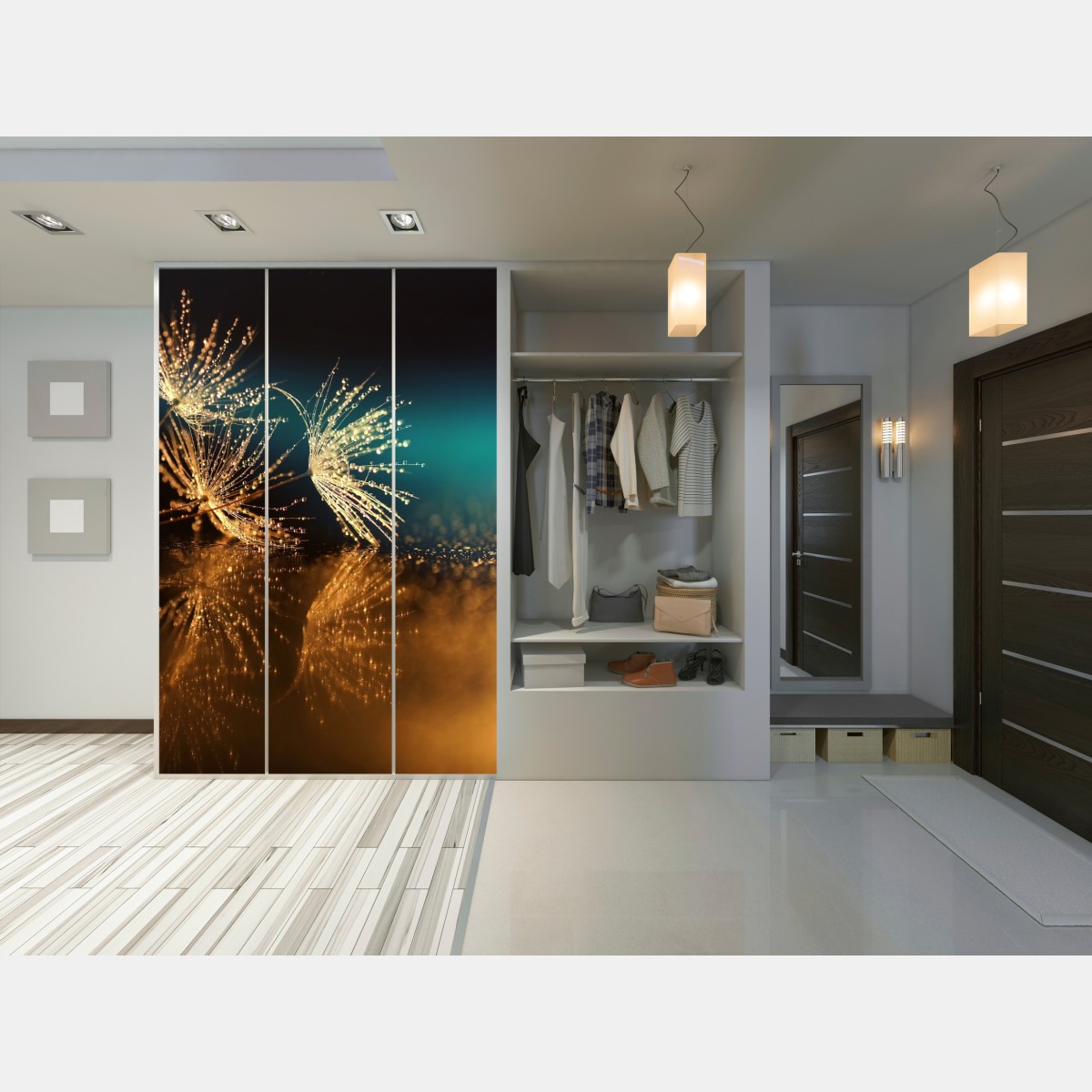 Naklejka na szafę złote odbicie dmuchawca – Wallissimo® Naklejka na szafę złote odbicie dmuchawca – Wallissimo®