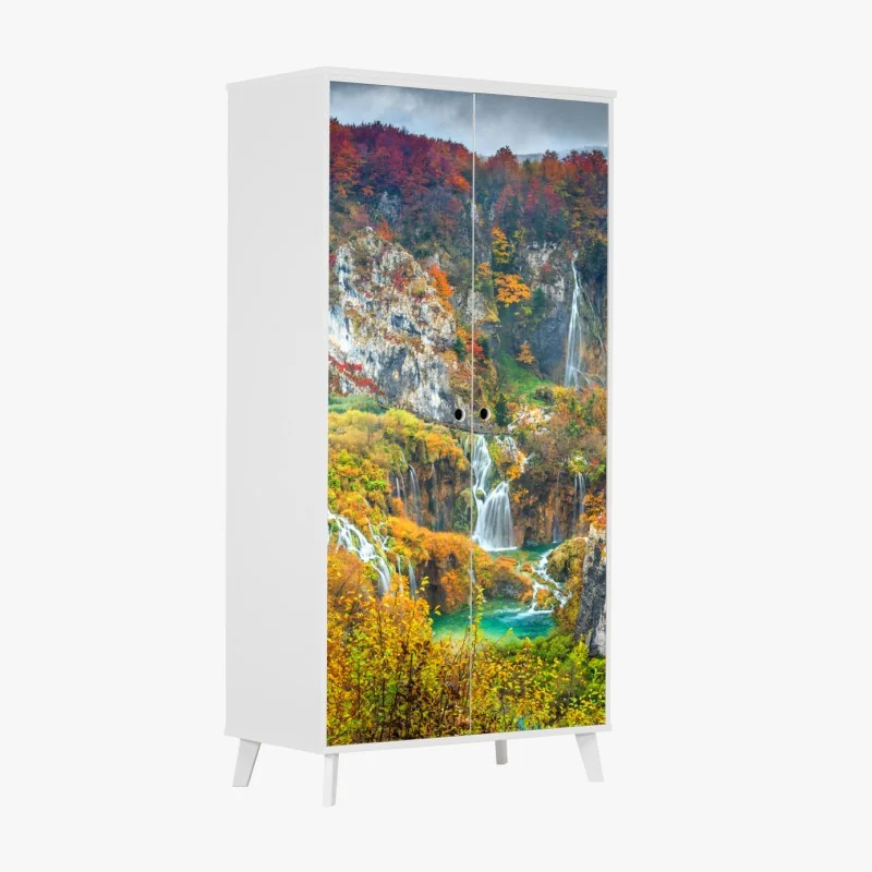 Naklejka na szafę beżowa tekstura marmuru – Wallissimo®