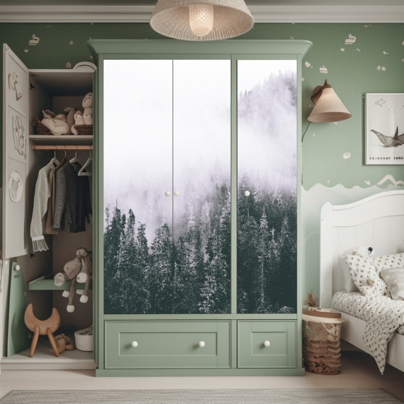 Naklejka na szafę tropikalny wzór hibiskusa i plumerii – Wallissimo®