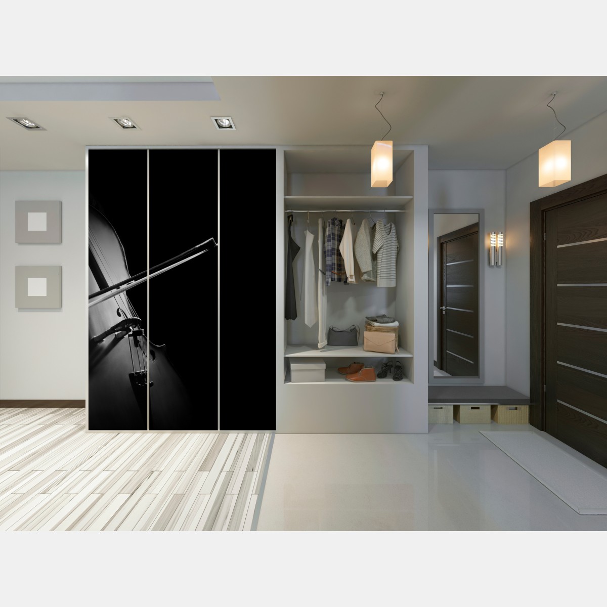 Naklejka na szafę elegancka wiolonczela czarno-biała – Wallissimo® Naklejka na szafę elegancka wiolonczela czarno-biała – Wallissimo®