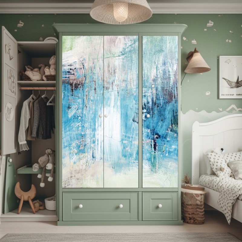 Naklejka na szafę vintage tropikalny wzór z liśćmi – Wallissimo®