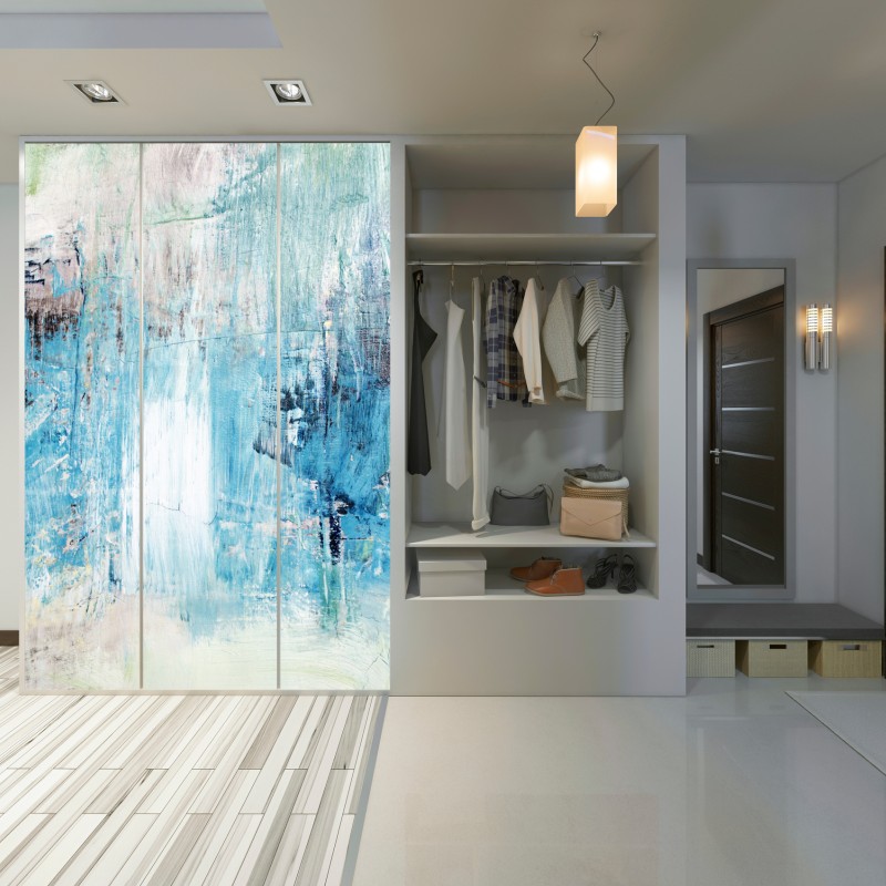 Naklejka na szafę turkusowa abstrakcyjna faktura olejna – Wallissimo® Naklejka na szafę turkusowa abstrakcyjna faktura olejna – Wallissimo®