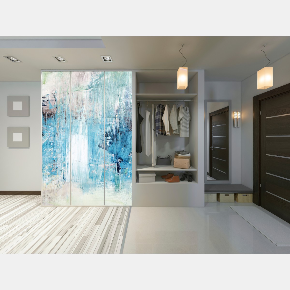 Naklejka na szafę turkusowa abstrakcyjna faktura olejna – Wallissimo® Naklejka na szafę turkusowa abstrakcyjna faktura olejna – Wallissimo®