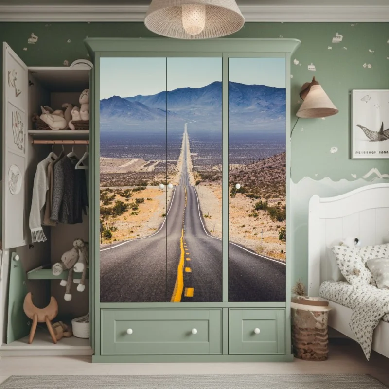 Naklejka na szafę tropikalny wzór hibiskusa – Wallissimo®