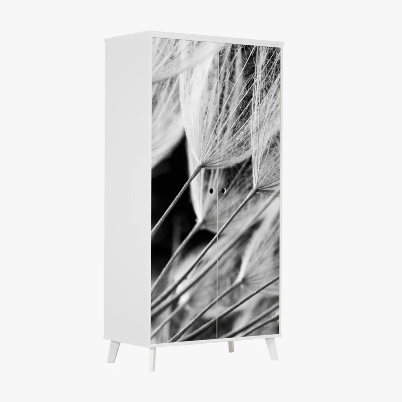 Naklejka na szafę złote liście w stylu line art – Wallissimo®