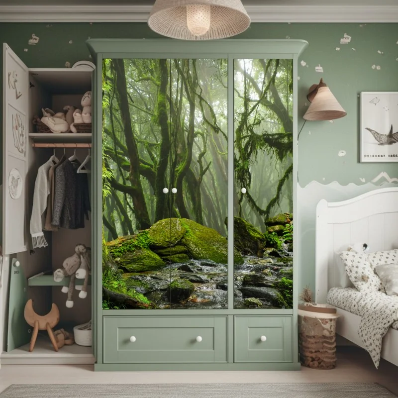 Naklejka na szafę tropikalny zachód słońca z palmami – Wallissimo®