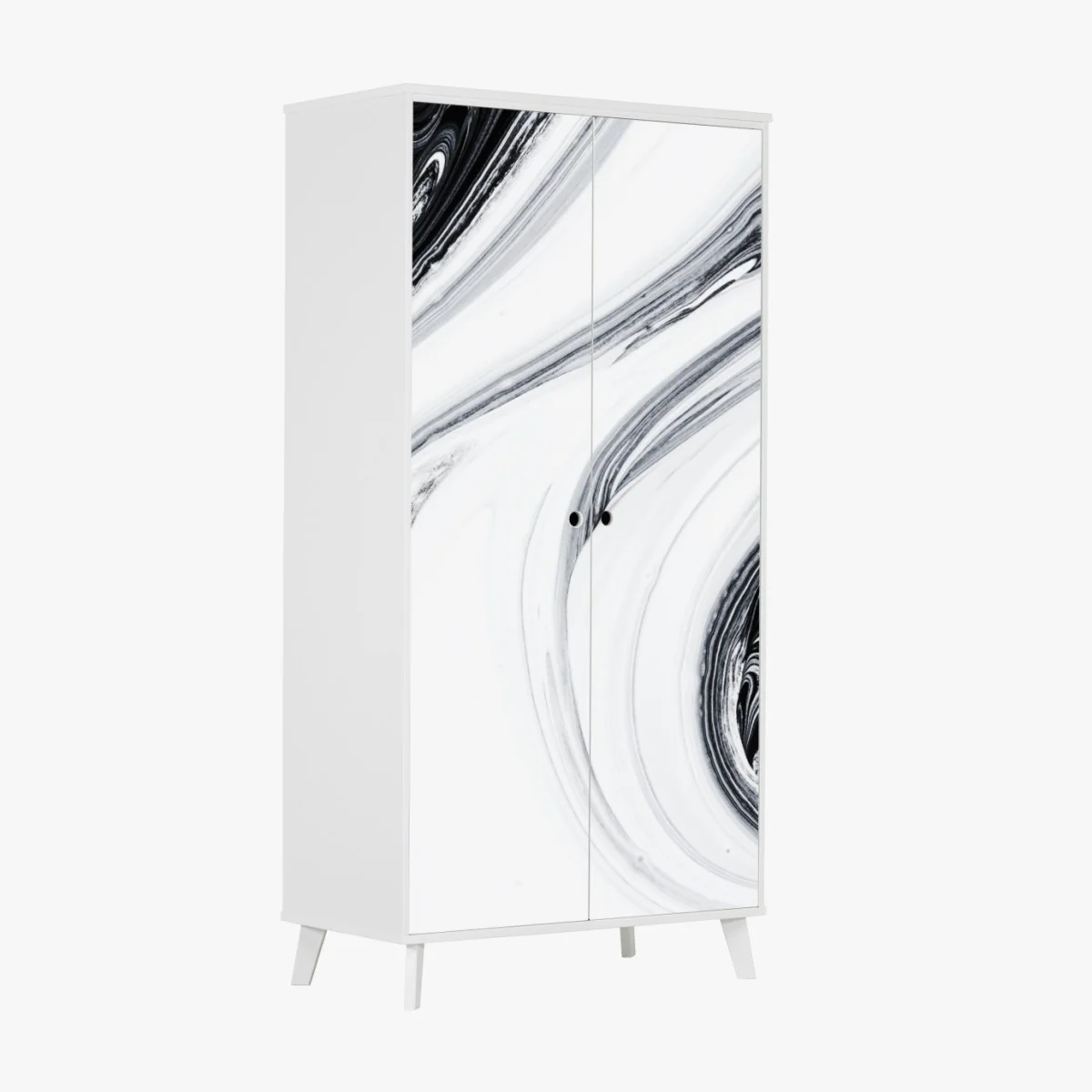 Naklejka na szafę monochromatyczne marmurowe wiry – Wallissimo® Naklejka na szafę monochromatyczne marmurowe wiry – Wallissimo®