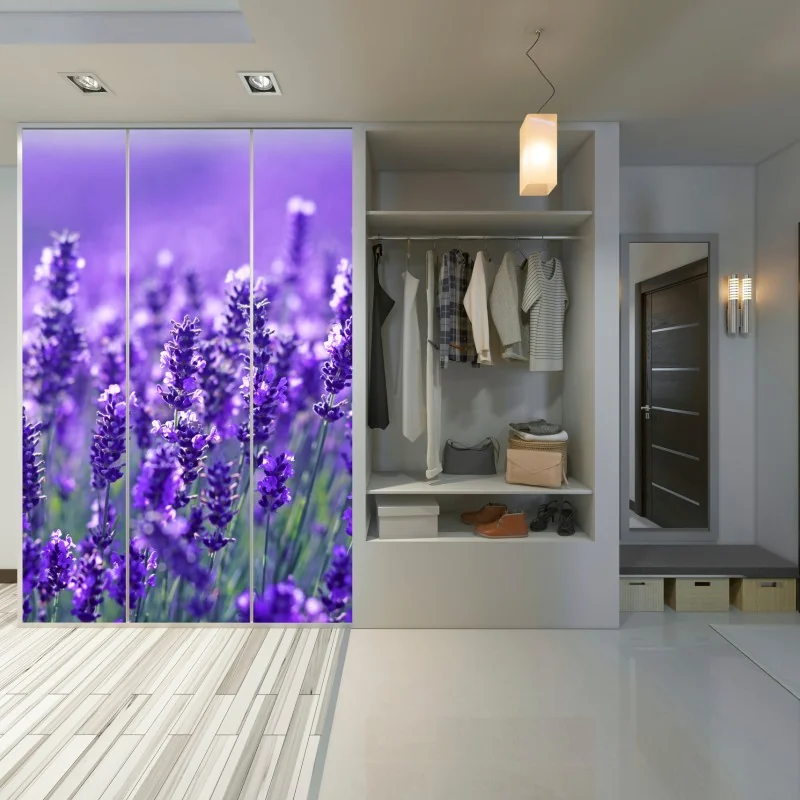 Naklejka na szafę zbliżenie pola lawendy – Wallissimo® Naklejka na szafę zbliżenie pola lawendy – Wallissimo®