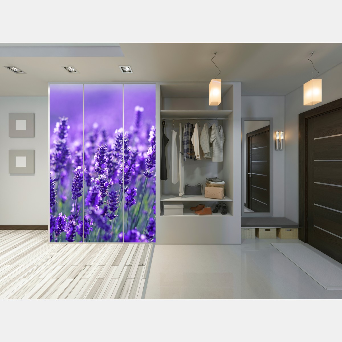 Naklejka na szafę zbliżenie pola lawendy – Wallissimo® Naklejka na szafę zbliżenie pola lawendy – Wallissimo®