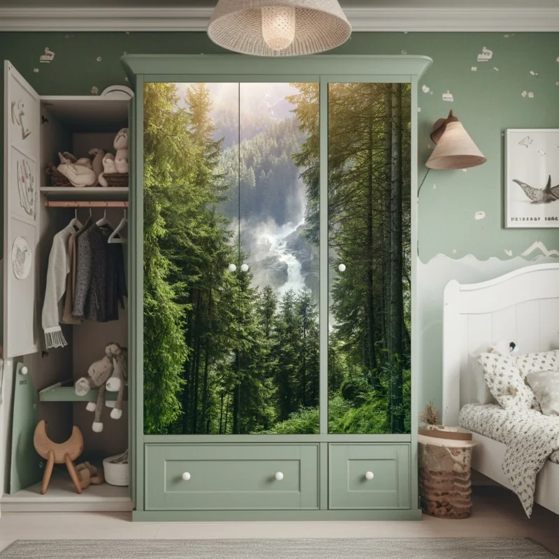 Naklejka na szafę tropikalny zachód słońca na plaży z koktajlem – Wallissimo®