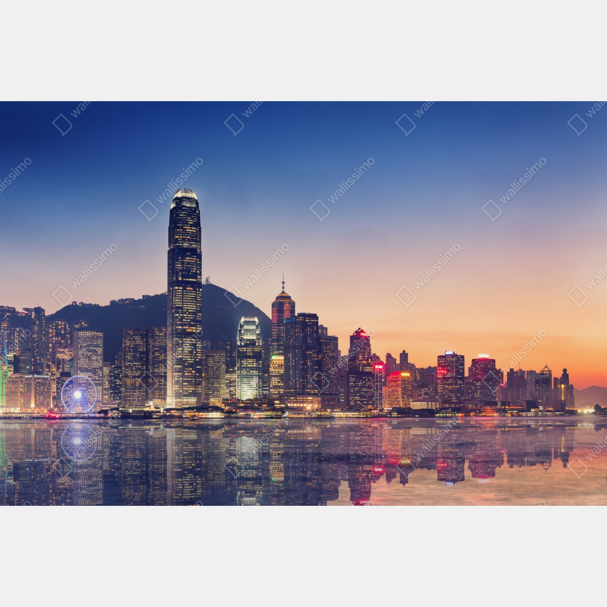 Naklejka na szafę Hongkong panorama miasta o zmierzchu – Wallissimo® Naklejka na szafę Hongkong panorama miasta o zmierzchu – Wallissimo®