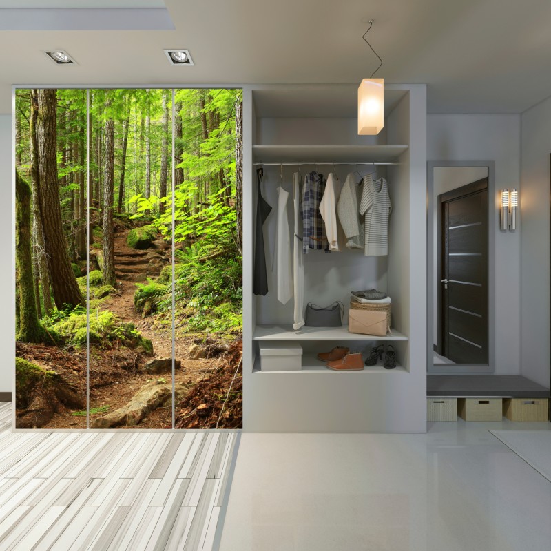 Naklejka na szafę mchowa leśna ścieżka – Wallissimo® Naklejka na szafę mchowa leśna ścieżka – Wallissimo®
