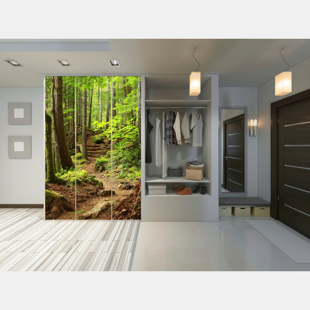 Naklejka na szafę mchowa leśna ścieżka – Wallissimo® Naklejka na szafę mchowa leśna ścieżka – Wallissimo®