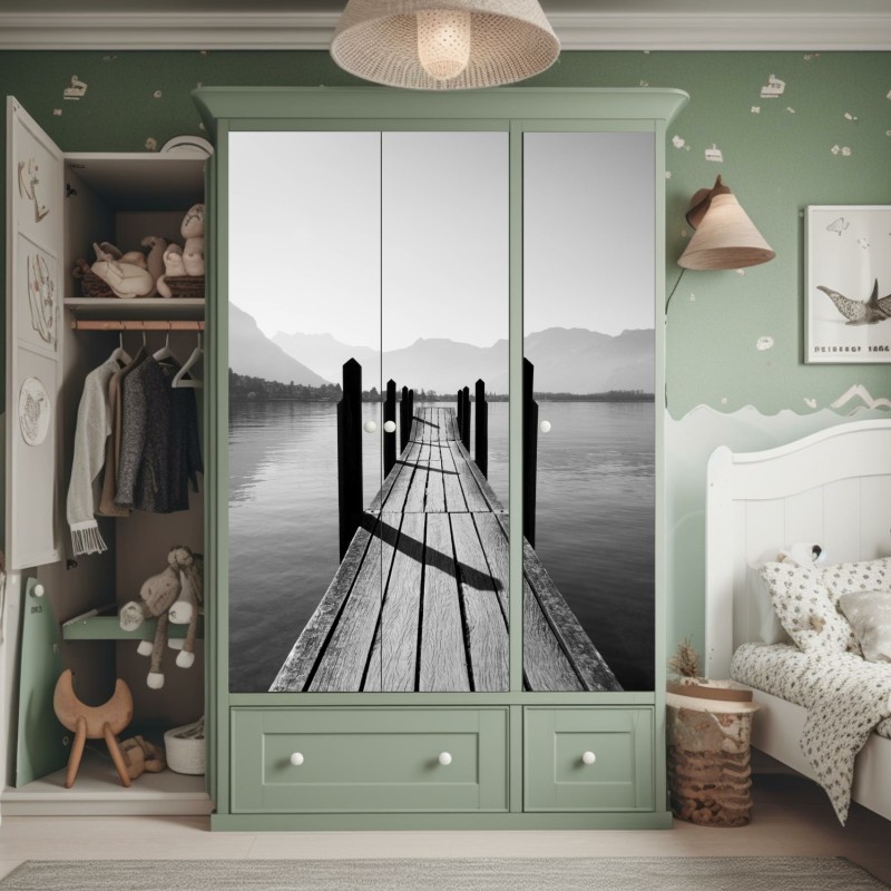 Naklejka na szafę surrealistyczna klasyczna twarz w duotonie – Wallissimo®